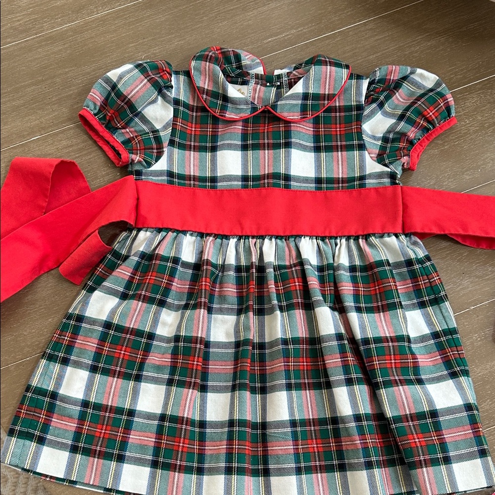 The Beaufort Bonnet Company Plaid Dress with Red Sash